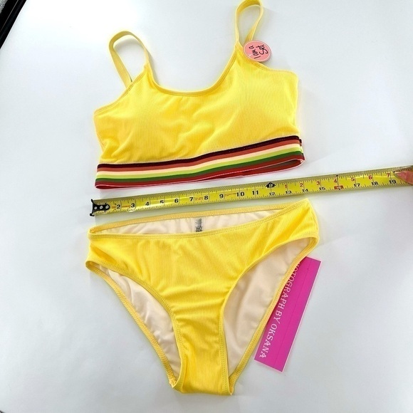 Bobbie Brooks Yellow Beach Pool Removeable Pads Adjustable Straps Bikini Set L - Picture 12 of 12